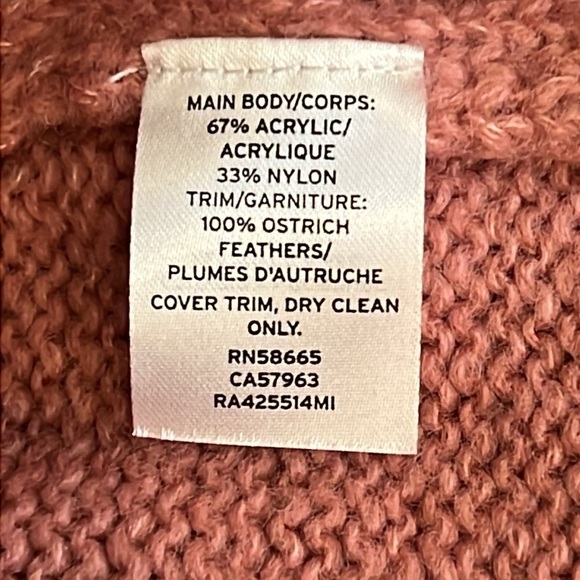 Rachel Parcell Ostrich Feather Trimmed Mock Neck Sweater, blush pink, size M - Picture 9 of 12